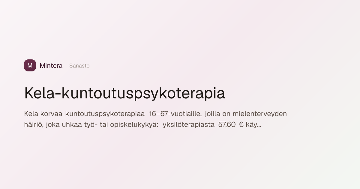 Kela-kuntoutuspsykoterapia – Mitä se tarkoittaa? | Mintera